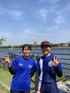 左がハラマオコーチ。西日本決勝は私と同じ服を着てきてくれました！！